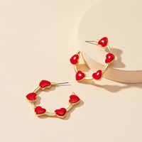 Jewelry Wholesale A Pair Of Drip-glazed Love Fashion Earrings sku image 1