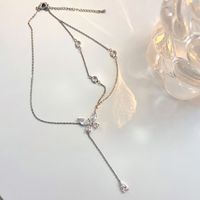 Collier Papillon Français Léger Luxe Incrusté De Zircon Goutte D&#39;eau Pendentif Mode Personnalité Chaîne De Clavicule sku image 1