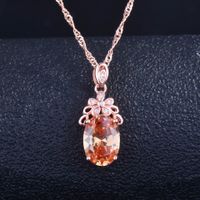 New Simulation Morganite Necklace Color Egg-shaped Ruby Color Pendant sku image 1