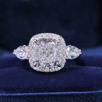 Luxury Full Diamond 5 Carat Cushion Diamond Ring Female Diamond Open Ring Wholesale sku image 1