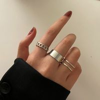 European And American Exaggerated Alloy Two-finger Conjoined Chain Ring Hip Hop Cross Open Ring sku image 3