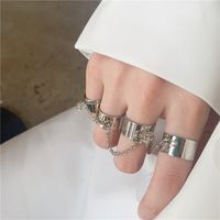 European And American Exaggerated Alloy Two-finger Conjoined Chain Ring Hip Hop Cross Open Ring sku image 9