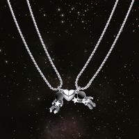 Creative Spaceman Magnet Attraction Pendant Astronaut Couples Necklace sku image 3