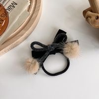 Japanese Autumn And Winter Campus Zaihuile Bowknot Hair Ring Cute Double Ponytail Hair String Girl Christmas Cherry Hair Ring Hair Accessories sku image 2