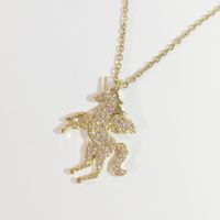 18k Color Gold Zircon Micro-inlaid Unicorn Necklace Female Titanium Steel Clavicle Chain Wholesale main image 1
