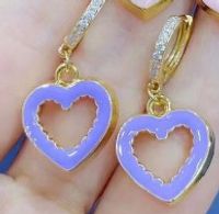 Korean Hit Color Peach Heart Earrings Hollow Dripping Oil Color Heart-shaped Pendant Earrings sku image 2