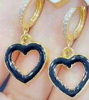 Korean Hit Color Peach Heart Earrings Hollow Dripping Oil Color Heart-shaped Pendant Earrings sku image 4