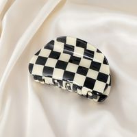 Korean Checkerboard Catching Clip Temperament Black And White Hairpin Acrylic Hair Accessories sku image 5