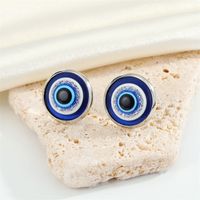 Retro Trend Devil's Eye Earrings Color Edging Blue Turkish Eye Earrings sku image 1