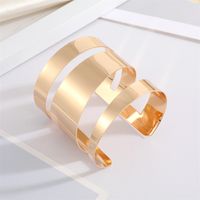 Europe And America Cross Border Ornament Retro Simple Metal Hollow Wide Bracelet Golden Leaf Rose Geometric Bracelet Armband sku image 3