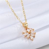 European Cross-border Jewelry Simple And Cute Crystal Kitten Leaf Pendant Necklace Exquisite Animal Clavicle Chain sku image 1