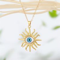 European Cross-border Sold Jewelry Retro Fashion Fatima Hand Devil Eye Necklace Turkish Eye Pendant Clavicle Chain sku image 1