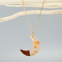 Bohemian Retro Resin Wood Splicing Moon Pendant Necklace Clavicle Chain European Cross-border Jewelry sku image 3