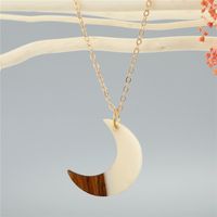 Bohemian Retro Resin Wood Splicing Moon Pendant Necklace Clavicle Chain European Cross-border Jewelry sku image 5