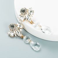 Sterling Silver Needle Korean Fashion Refined Grace Crystal Pearl Earrings Rhinestone Gem Shining Long Tassel Earring Accessories sku image 1