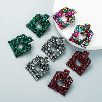 Europäische Und Amerikanische Mode Za Die Gleiche Art Von Übertriebenen Geometrischen Quadratischen Diamant Ohrringen Aus Legierung main image 1