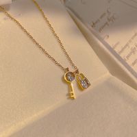 Titanium Steel Key Necklace With Zircon Clavicle Chain Korean Temperament Simple Personality Pendant sku image 1