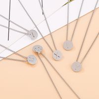 Simple Couple Pendant Round Brand 26 Letters Stainless Steel Clavicle Chain Necklace main image 4