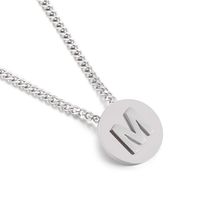 Simple Couple Pendant Round Brand 26 Letters Stainless Steel Clavicle Chain Necklace main image 3