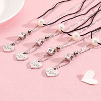 Neue Koreanische Version Der Nummer 0-9 Halskette Herzförmiger Liebesperlenanhänger Modeschmuck Großhandel main image 4