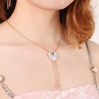 مجوهرات جديدة مبتكرة من الفولاذ المقاوم للصدأ على شكل قلب من الماس شرابة طويلة قلادة أقراط بدلة main image 4