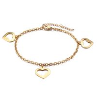 Simple Style Heart Titanium Steel 18K Gold Plated Women'S Anklet main image 3