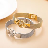 Korean Style Geometric Titanium Steel 18K Gold Plated Bracelets In Bulk main image 4