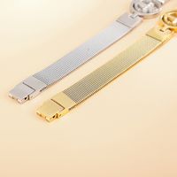 Korean Style Geometric Titanium Steel 18K Gold Plated Bracelets In Bulk main image 5