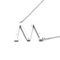 26 English Letter Pendant Diamond Stainless Steel Necklace main image 4