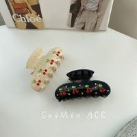 Korean Acetate Cherry Diamond Catch Clip Simple Plate Back Head Hair Catch Wholesale main image 5