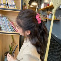 Korean Simple Wool Flower Catch Clip Fashion Cute Rhinestone Small Plush Hair Catch Wholesale main image 4