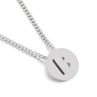 Simple Couple Pendant Round Brand 26 Letters Stainless Steel Clavicle Chain Necklace sku image 2