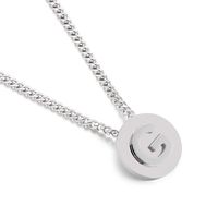 Simple Couple Pendant Round Brand 26 Letters Stainless Steel Clavicle Chain Necklace sku image 7