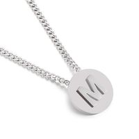 Simple Couple Pendant Round Brand 26 Letters Stainless Steel Clavicle Chain Necklace sku image 13