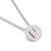 Simple Couple Pendant Round Brand 26 Letters Stainless Steel Clavicle Chain Necklace sku image 14
