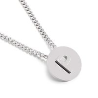 Simple Couple Pendant Round Brand 26 Letters Stainless Steel Clavicle Chain Necklace sku image 16