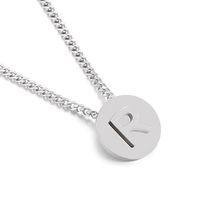 Simple Couple Pendant Round Brand 26 Letters Stainless Steel Clavicle Chain Necklace sku image 18