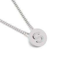 Simple Couple Pendant Round Brand 26 Letters Stainless Steel Clavicle Chain Necklace sku image 19