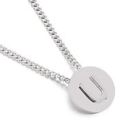 Simple Couple Pendant Round Brand 26 Letters Stainless Steel Clavicle Chain Necklace sku image 21