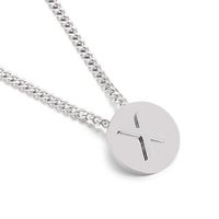 Simple Couple Pendant Round Brand 26 Letters Stainless Steel Clavicle Chain Necklace sku image 24