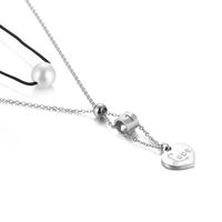 New Korean Version Of The Number 0-9 Necklace Heart-shaped Love Pearl Pendant Fashion Jewelry Wholesale sku image 2