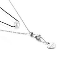 New Korean Version Of The Number 0-9 Necklace Heart-shaped Love Pearl Pendant Fashion Jewelry Wholesale sku image 4