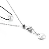 New Korean Version Of The Number 0-9 Necklace Heart-shaped Love Pearl Pendant Fashion Jewelry Wholesale sku image 5