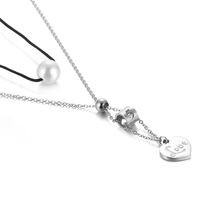 New Korean Version Of The Number 0-9 Necklace Heart-shaped Love Pearl Pendant Fashion Jewelry Wholesale sku image 6