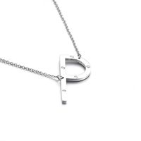 26 English Letter Pendant Diamond Stainless Steel Necklace sku image 16