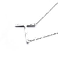 26 English Letter Pendant Diamond Stainless Steel Necklace sku image 20
