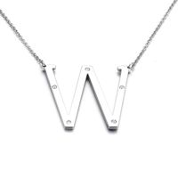 26 English Letter Pendant Diamond Stainless Steel Necklace sku image 23