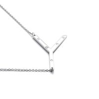 26 English Letter Pendant Diamond Stainless Steel Necklace sku image 25