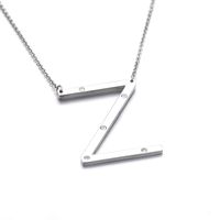 26 English Letter Pendant Diamond Stainless Steel Necklace sku image 26