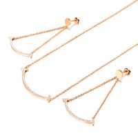 Accesorios De Moda Coreana Conjunto De Joyas De Acero De Titanio Con Forma De T, Pendientes De Collar, Cadena De Clavícula Hipster Para Mujer En Línea sku image 3